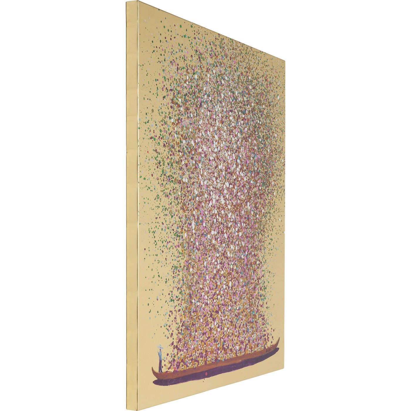 Tableau Touched fleurs pirogue doré et rose Kare Design