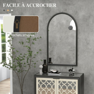 Miroir mural arche bois 110 x 65 cm noir