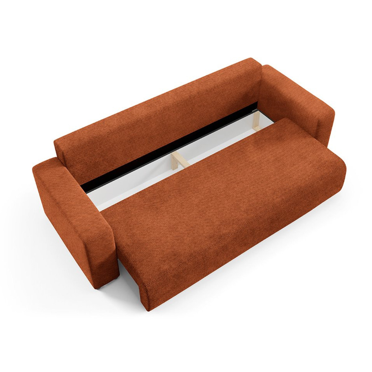 GLORIA - Canapé droit convertible 3 places en tissu terra