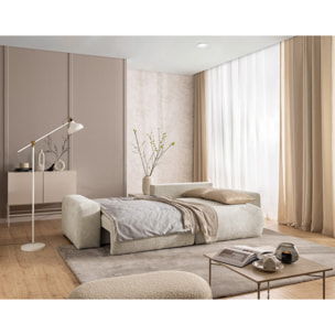 Constance - Canapé d'angle réversible 4 places convertible avec coffre en velours texturé - Beige