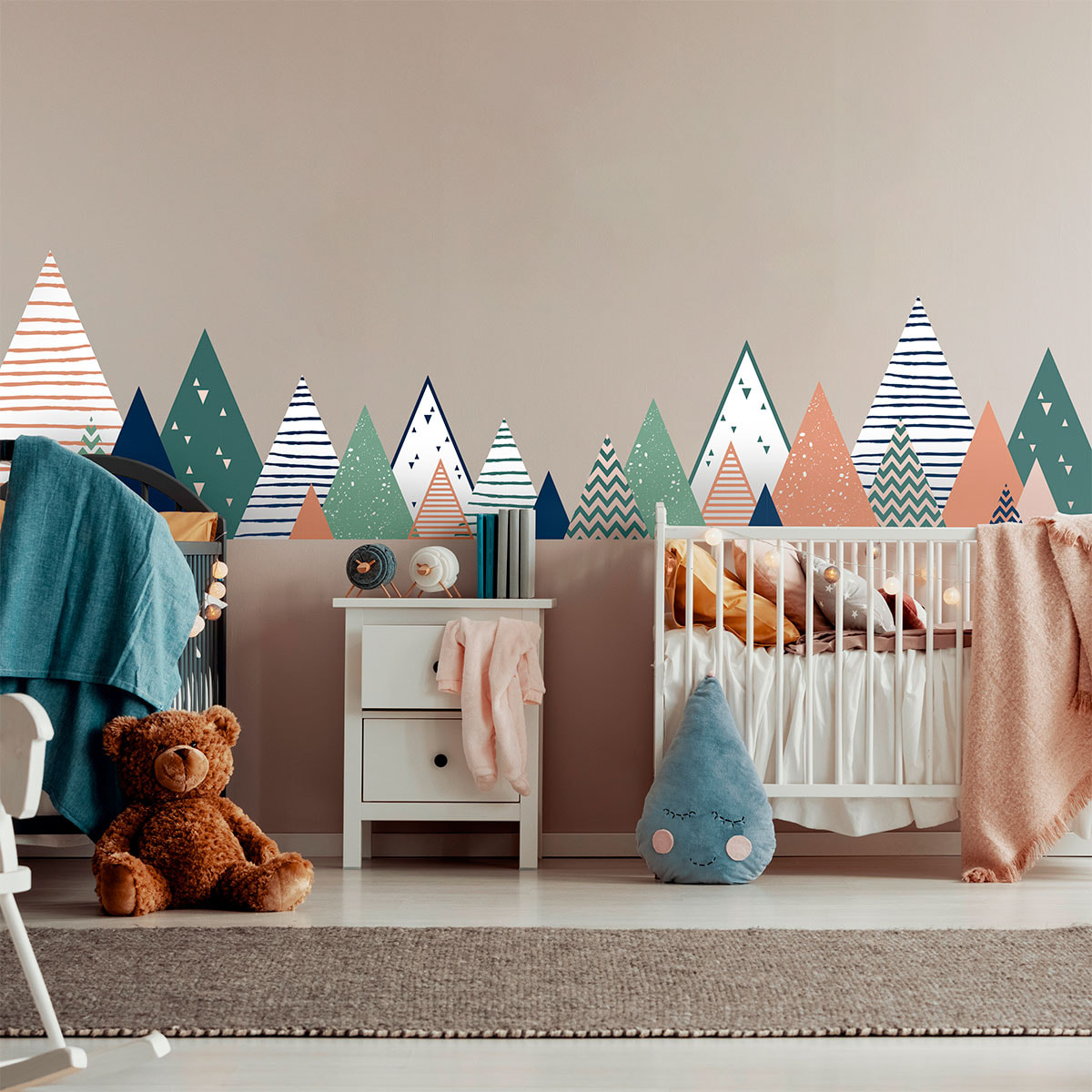 Stickers muraux enfants - Décoration chambre bébé - Autocollant Sticker mural géant enfant montagnes scandinaves ARDIKA