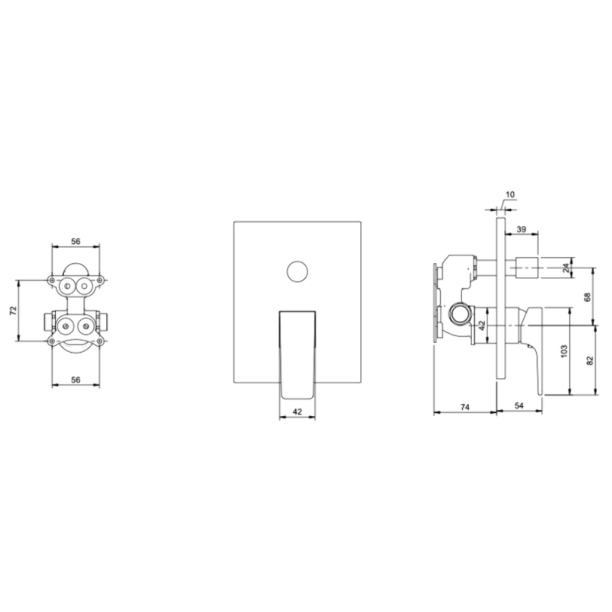 Mitigeur mécanique encastré avec inverseur Architectura Square Noir mat