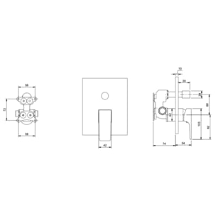 Mitigeur mécanique encastré avec inverseur Architectura Square Noir mat