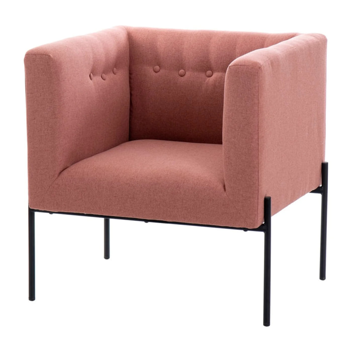 Sillon Textil Rosa C/patas Metal Negro 70x65x75 Cm