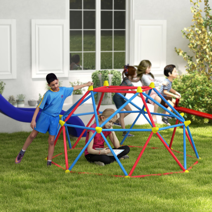 Dôme d'escalade enfant Ø 183 x 90H cm - nombreuses prises - charge max. reco. totale 180 Kg - métal PP multicolore