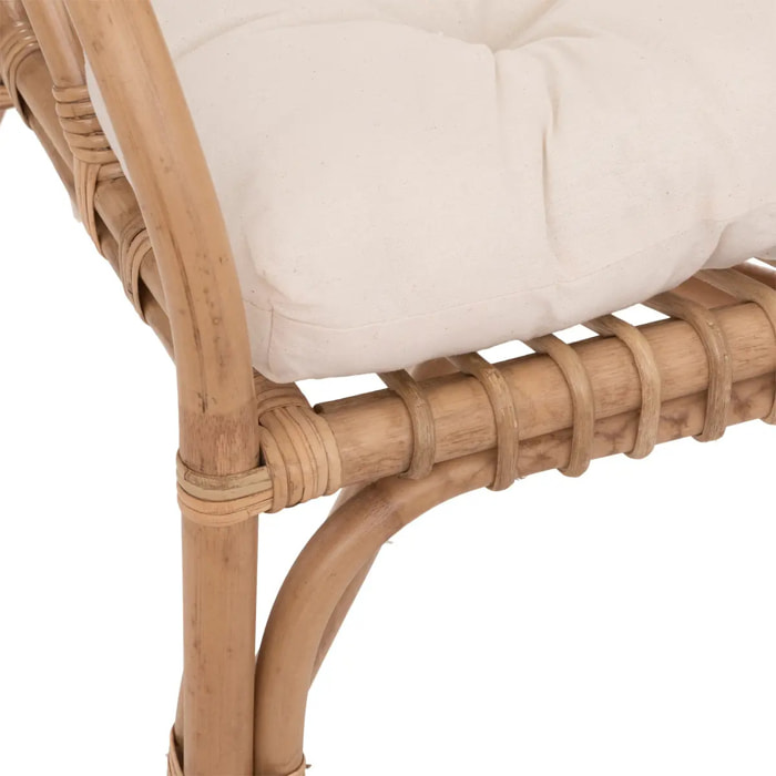 Fauteuil "Neta" - rotin et coton - blanc