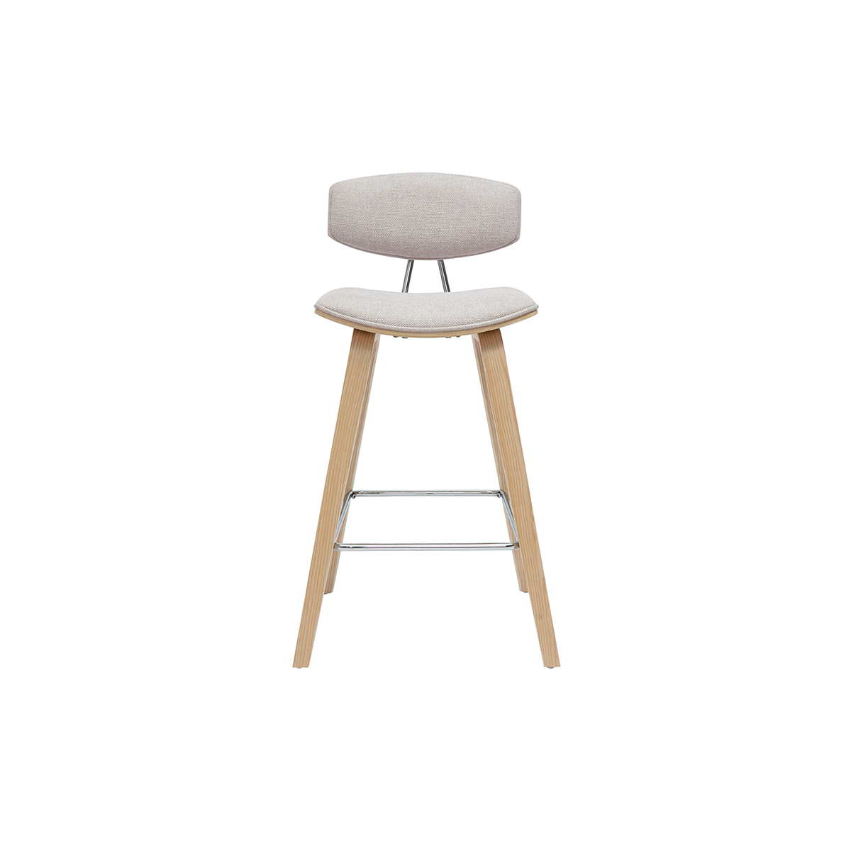 Tabourets de bar design en tissu effet velours texturé beige et bois clair H69 cm (lot de 2) VASCO