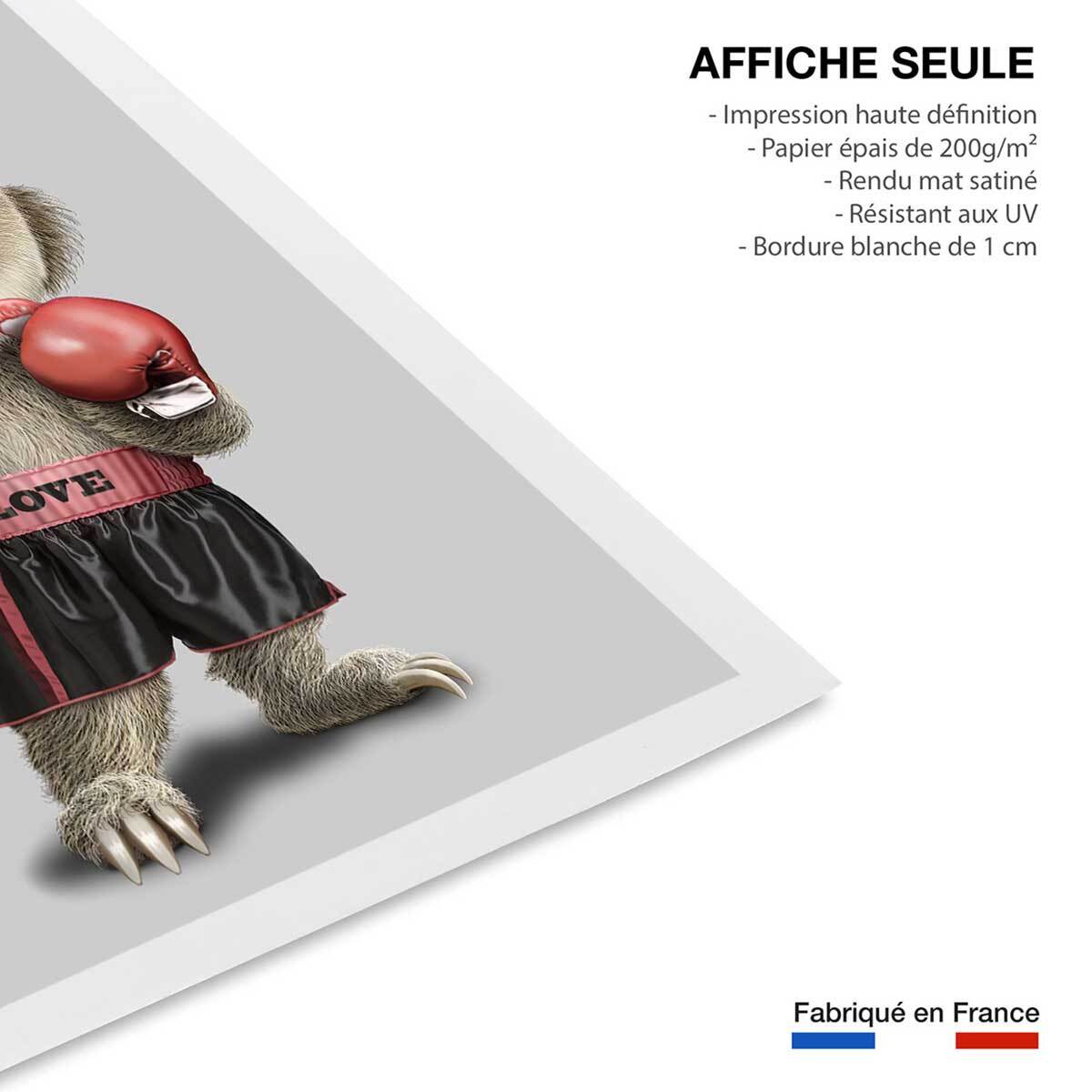 Affiche enfant le paresseux boxeur  Affiche seule