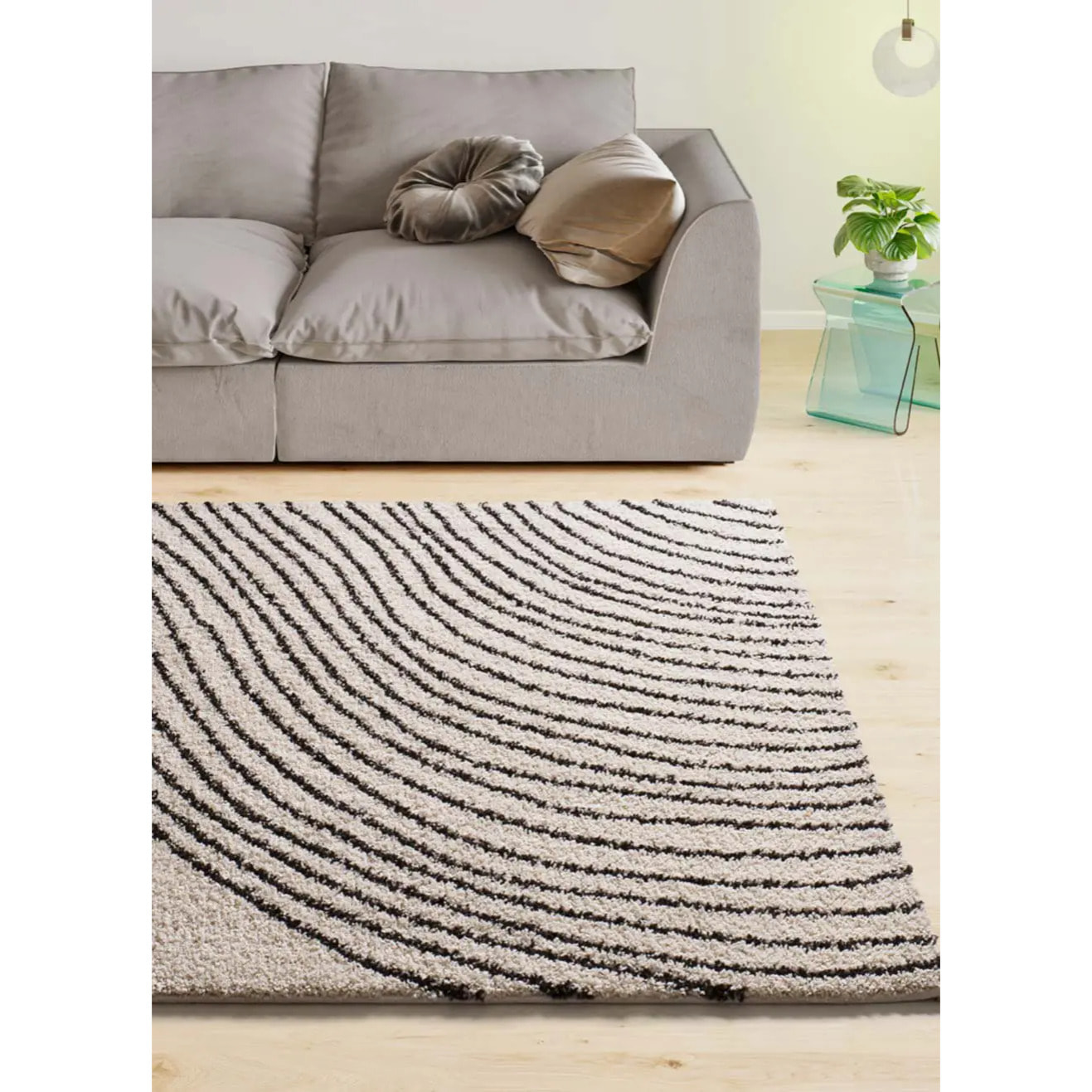 LUSH Alfombra shaggy abstracta blanco, varias medidas disponibles.