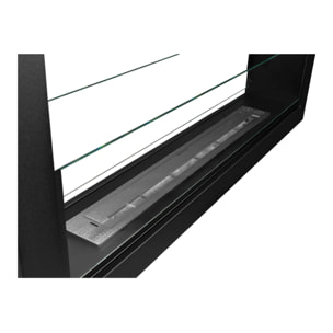 Montefalco 90 - Camino a Bioetanolo da Incasso Bifacciale 90x40x15,2 cm con Bruciatore 1,5lt in Acciaio
