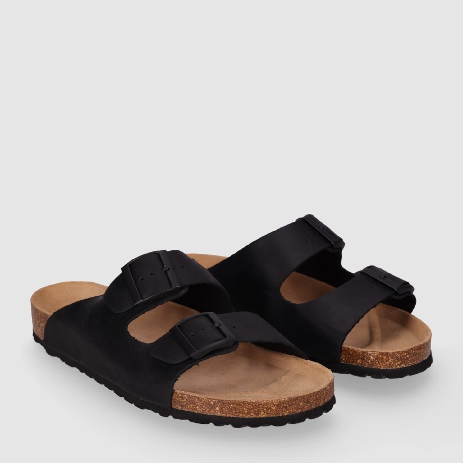 Sandalias de Piel - Negro - Tacón: Bajo