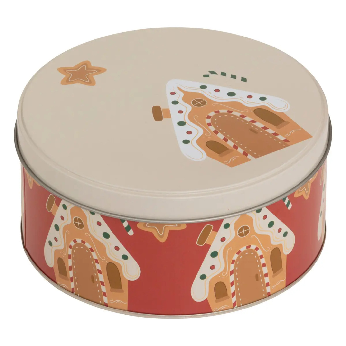 Boîte de conservation Noël 2,4L rond en métal