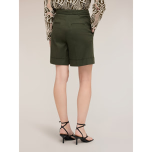 Motivi - Shorts de talle alto mezcla de algodón - Verde militare