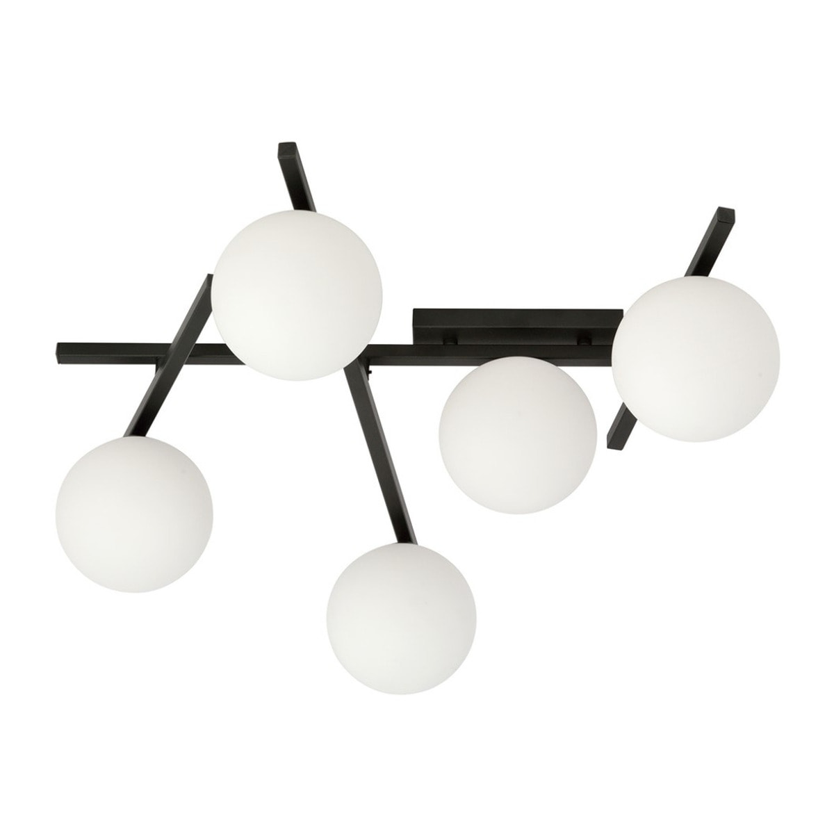 Lampada a sospensione SMART in acciaio nero e vetro opalino