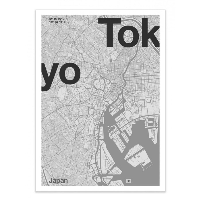 Art-Poster - Tokyo Minimalist map - Florent Bodart - 50 x 70 cm