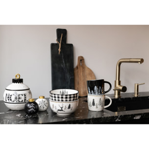 J-Line mug Noël Dolomie - céramique - noir/blanc - 2 pièces