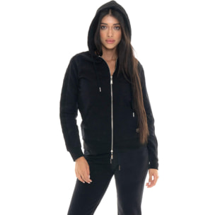 Tuta invernale donna con cappuccion e zip, inserti in treccia Leone 1947 Braid