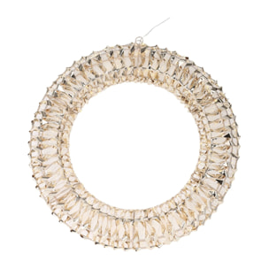 corona decorativa navideña con 50 micor luces led en blanco cálido 30cm