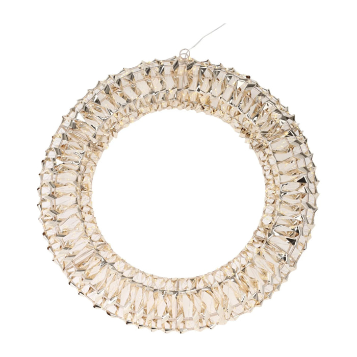 corona decorativa navideña con 50 micor luces led en blanco cálido 30cm