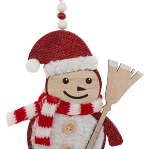 Lot de 2 sujets père Noël balai bois H.12cm rouge et blanc
