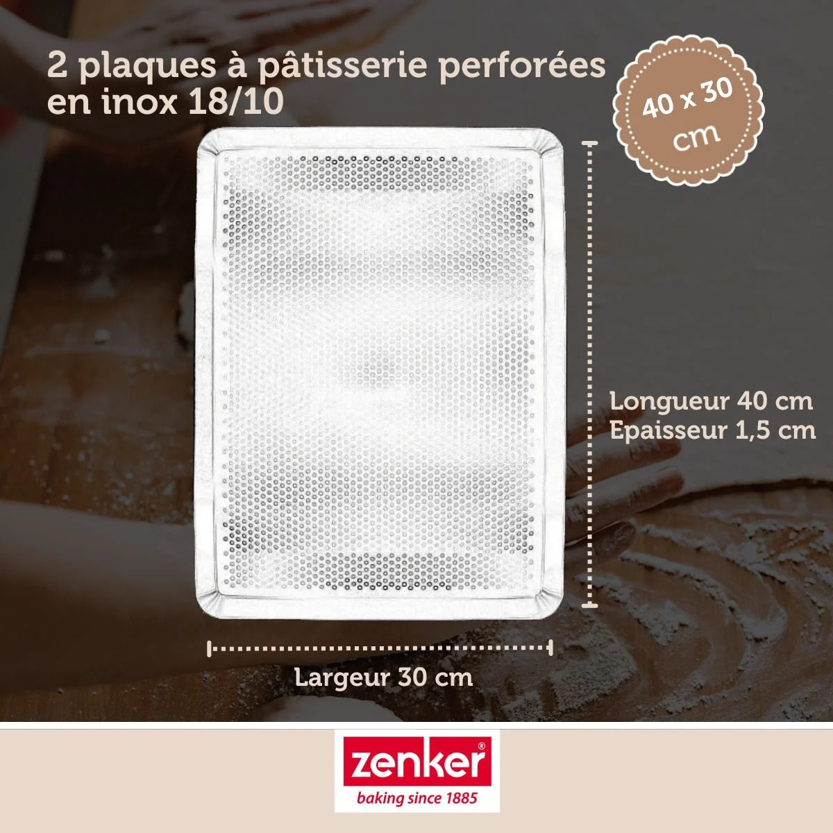 Lot de 2 plaques à pâtisserie perforées en inox Zenker Special Cooking