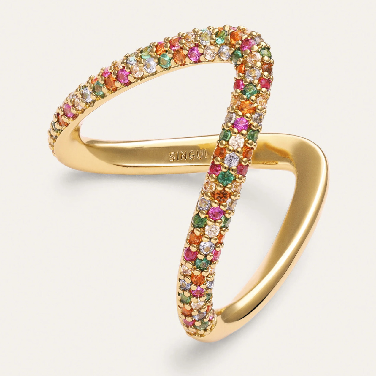 Anillo V Scarlett Dance Baño Oro