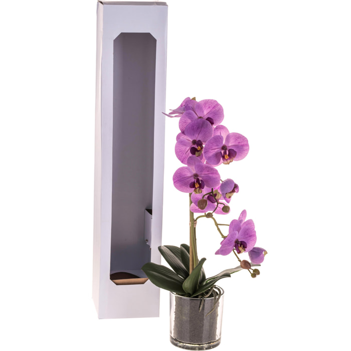 Pianta Di Phalaenopsis Con Vaso. Altezza 48 Cm - Pezzi 1 - 22X48X14cm - Colore: Rosa - Bianchi Dino - Piante Artificiali