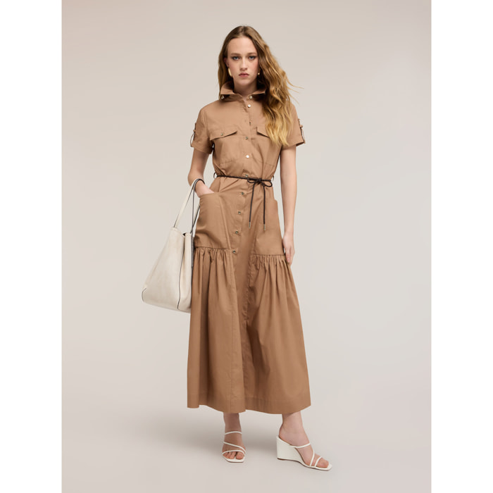 Motivi - Vestito chemisier lungo in misto cotone - Beige