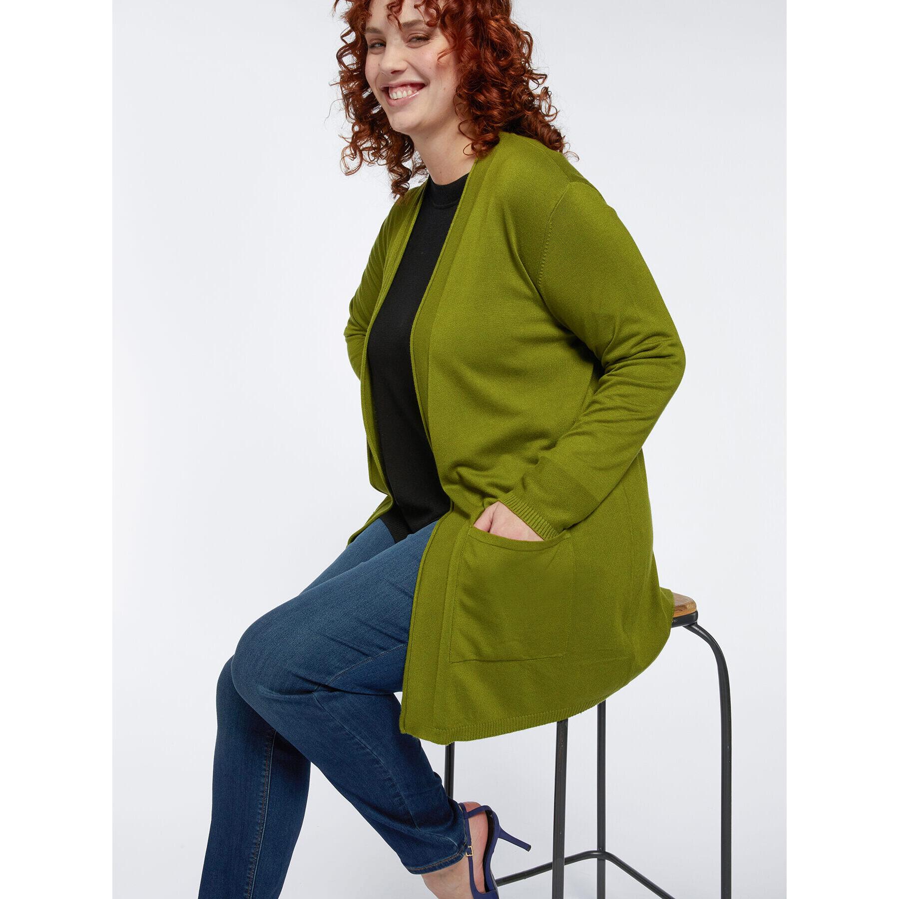 Fiorella Rubino - Cardigan lungo aperto davanti in viscosa ECOVERO™ - Verde