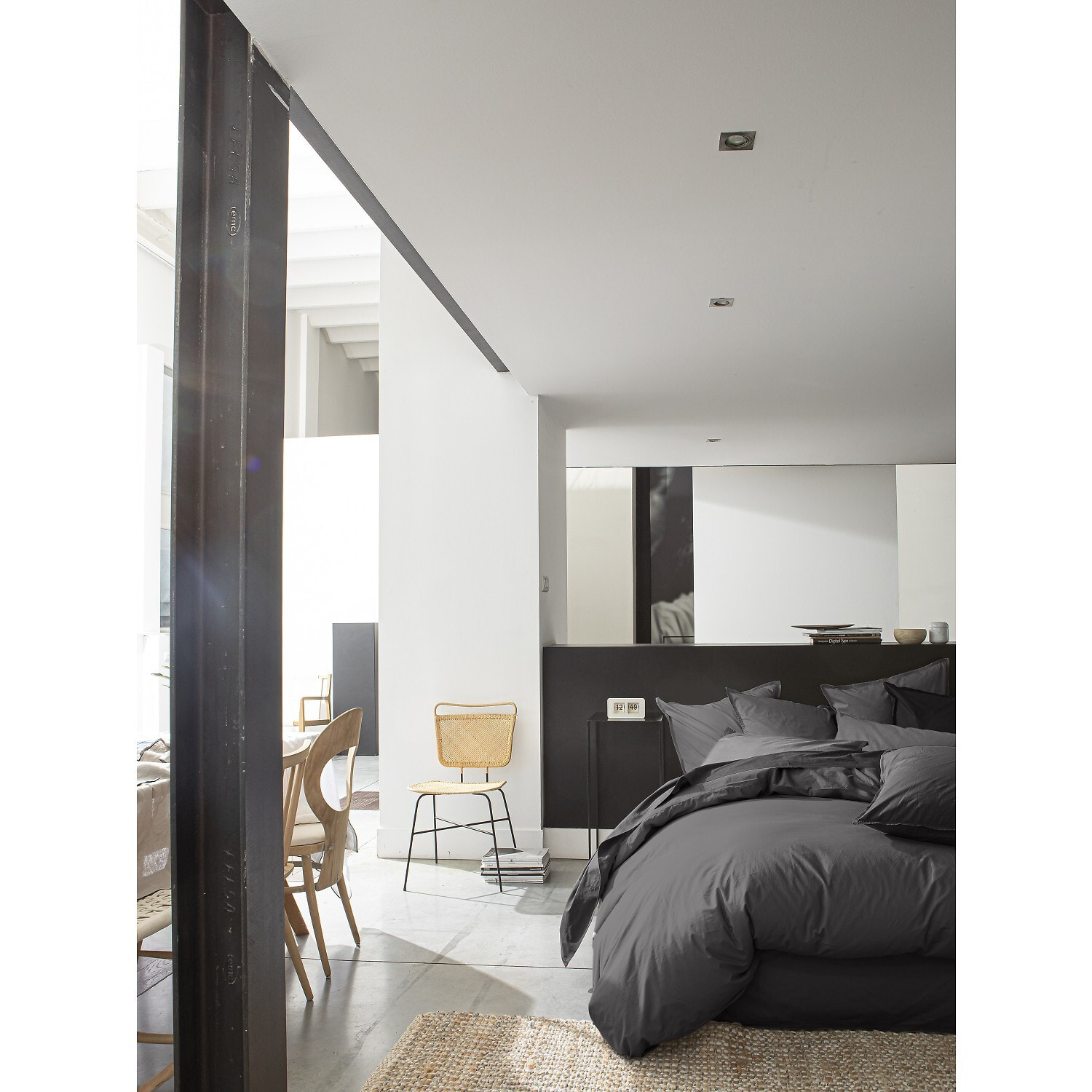 Paire de Taies d'oreiller percale de coton gris magnet