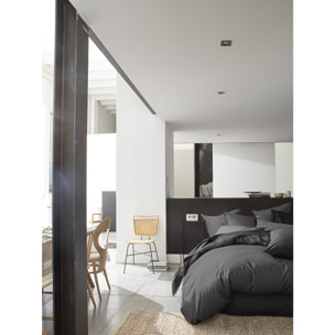 Paire de Taies d'oreiller percale de coton gris magnet