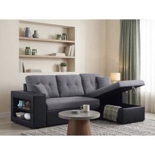 Canapé d'angle convertible/réversible "Axel" - 3 places - Noir/Gris