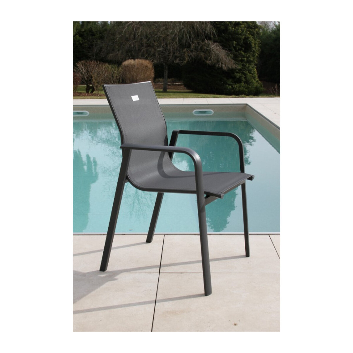 Ensemble table et chaises de jardin  - Gris Anthracite - GUETHARY PSPC ardoise