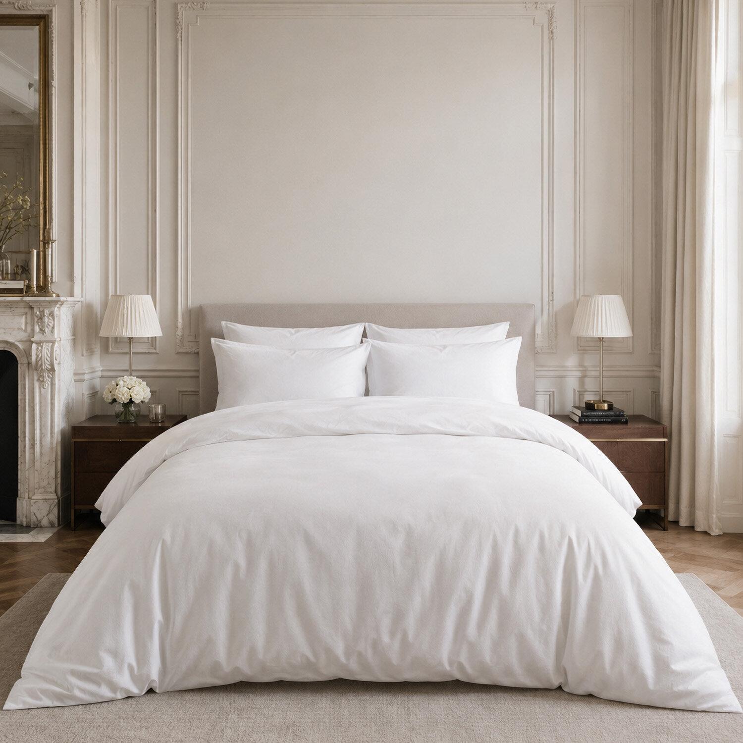 Drap housse 100% percale de coton blanc- Finesse