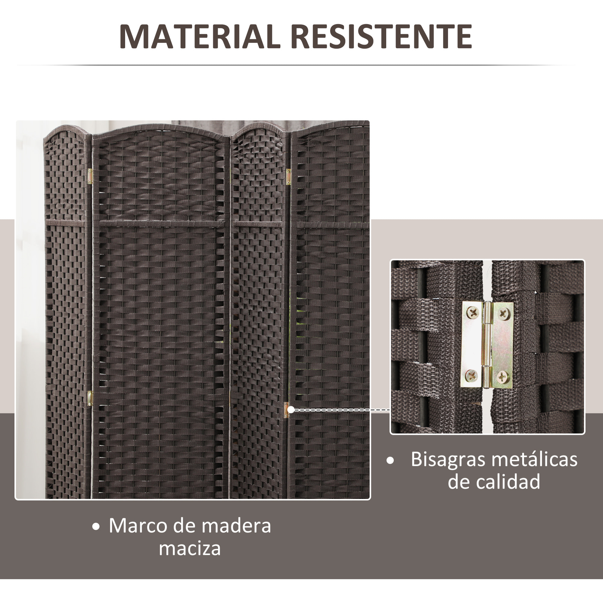 Biombo de 6 Paneles 240x170 cm Separador de Ambientes Plegable Biombo Separador de Ambientes para Salón Dormitorio Oficina Marrón