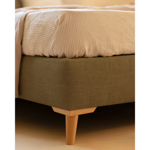 Lit rembourré en lin vert pour les matelas en différentes tailles