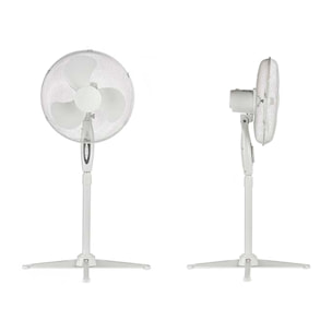 Ventilador de pie con 180º de oscilación. 45W de potencia y 3 velocidades.