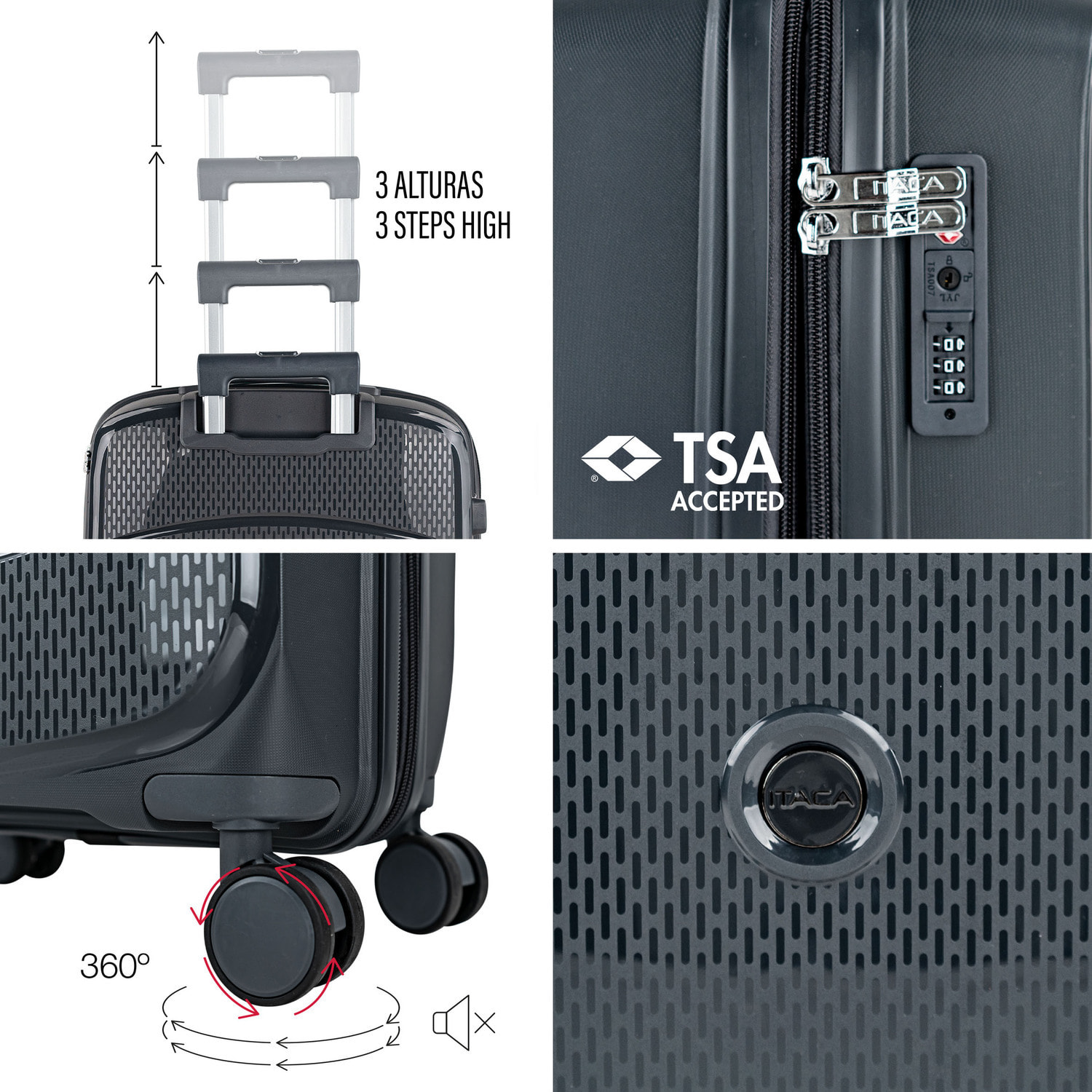 Juego De Maletas Rígidas Pp Itaca Moscu Antracita