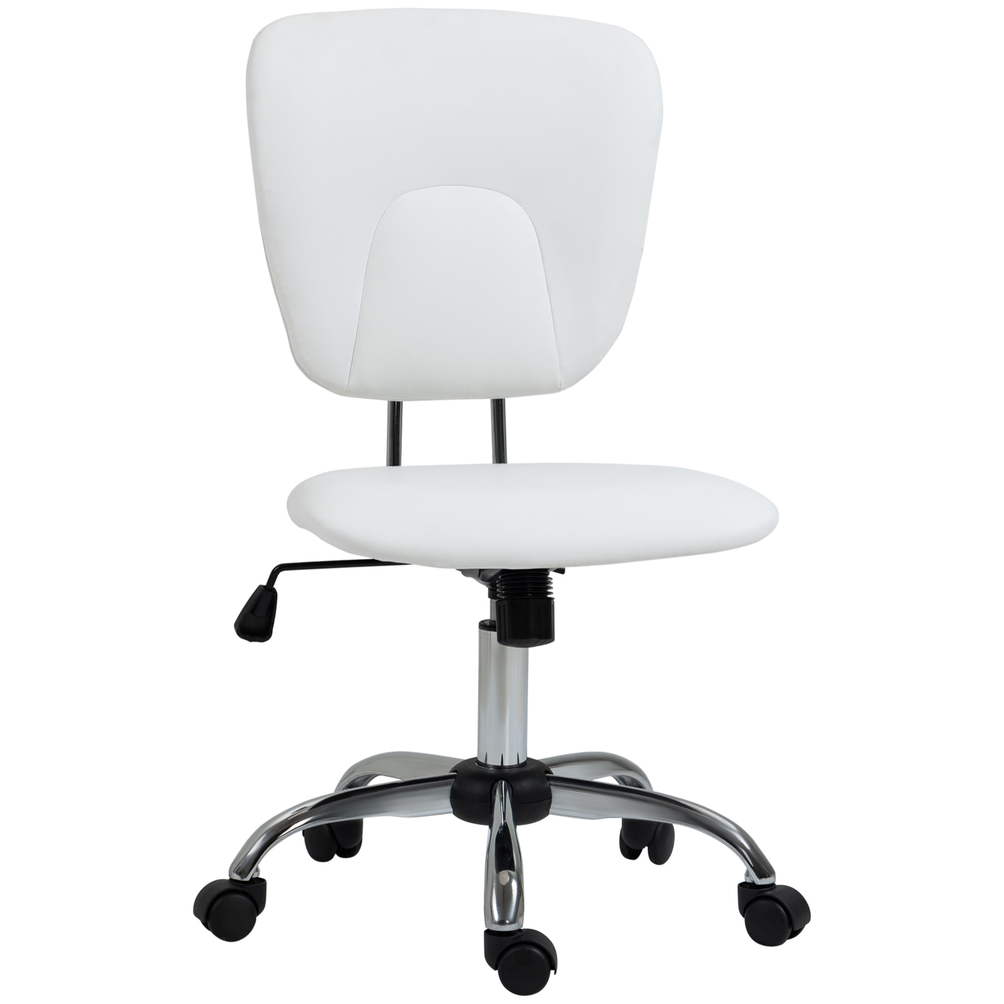 Silla de Oficina Silla de Escritorio Giratoria de Cuero PU con Altura Ajustable y Función de Inclinación para Salón Dormitorio Estudio Carga 120 kg 50x54x87,5-96,5 cm Blanco