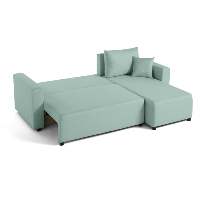 Regala - canapé d'angle réversible - 4 places - convertible avec coffre - en tissu - Bleu ciel