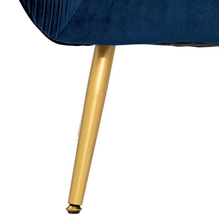 Fauteuil "Solaro" bleu en velours plissé