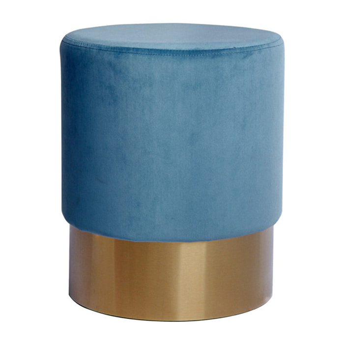 Pouf Rotondo Aspen in Velluto Petrolio e Base Dorata