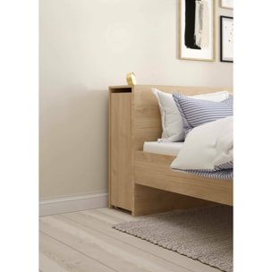 Comodino Shary, Comò basso, Tavolino da notte, Mensola da letto, 165x26 h80 cm, Rovere