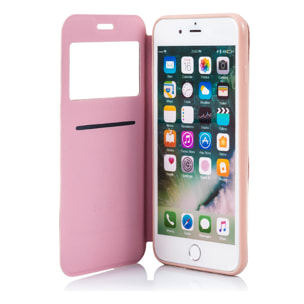 DAM CUSTODIA A LIBRO CON CHIUSURA MAGNETICA A FINESTRA Iphone 7 Plus/ Iphone 8 Plus 8x1x15 Cm. Colore: oro rosa