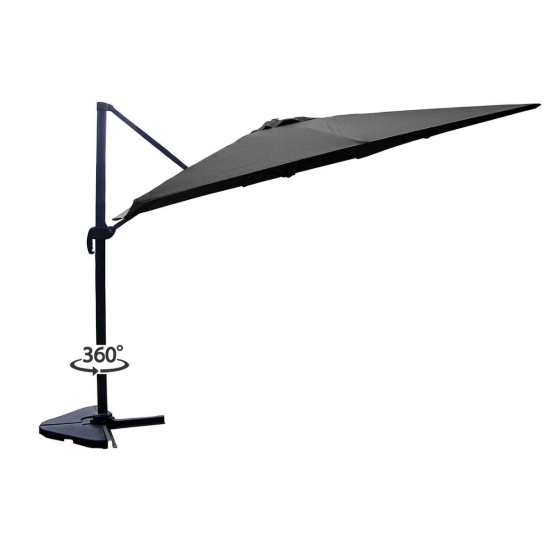 RAFAELA Ensemble parasol  gris 3x3m et 4 dalles à lester