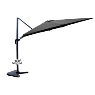 RAFAELA Ensemble parasol  gris 3x3m et 4 dalles à lester