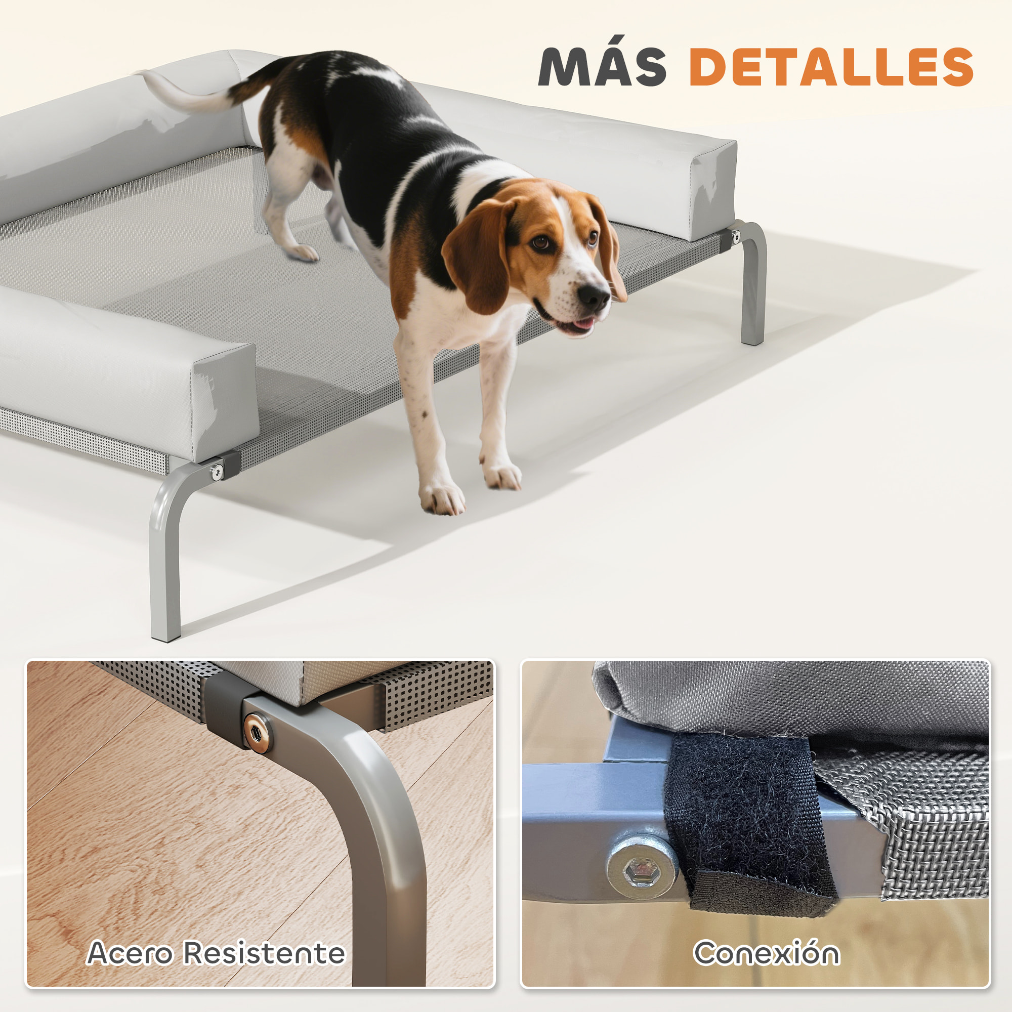 Cama Elevada para Perros Refrescante con Refuerzos Extraíbles Cama Elevada para Perros Medianos Portátil con Malla Transpirable Marco de Acero para Interior Exterior 110x75x30 cm Gris Claro
