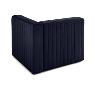 Nova - module d'assise droit - en velours - Bleu marine