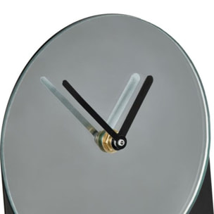 Horloge Minimaliste en Métal Noir avec Miroir - Design Élégant H. 18 cm - TIME