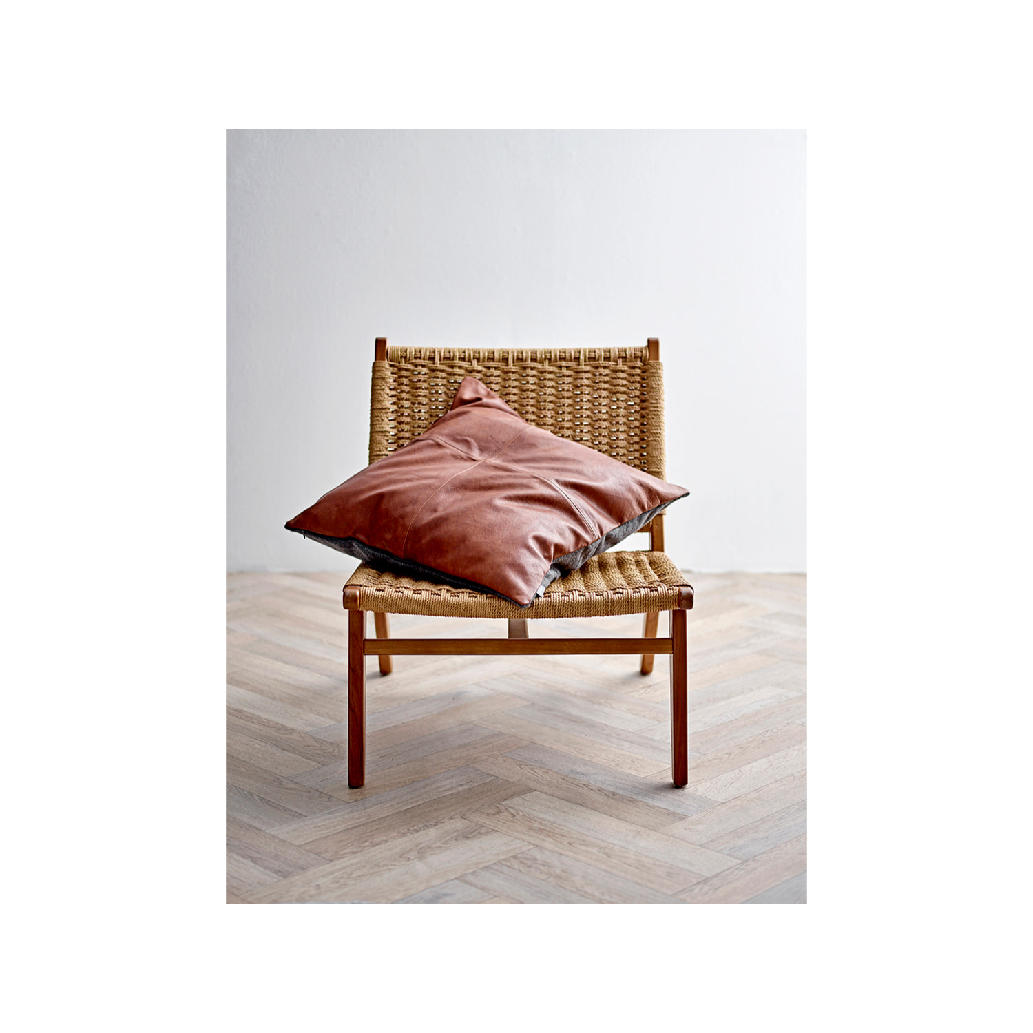 Coussin 60x60 Lodge leather Noir/Tobacco